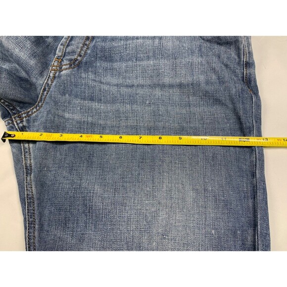 MARNI Jeans Womens 29 Blue Turn Cuff Green Leaf Print Mid Rise Button Fly Italy - Picture 9 of 16